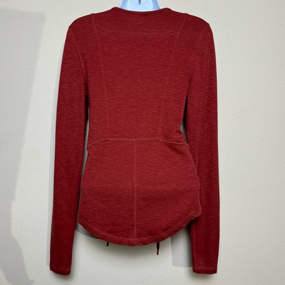 free people | lucky lace up burnt orange long sleeved boho women's top sz S - Picture 4 of 9